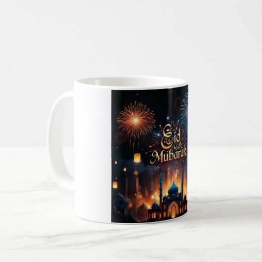 Eid Mubarak Fireworks Celebration Kaffeetasse (Vorderseite Links)