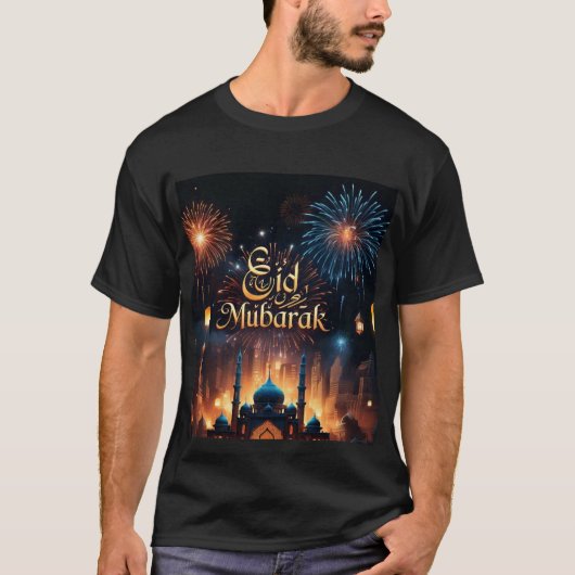 Eid Mubarak Fireworks Celebration Mens Tshirt (Vorderseite)