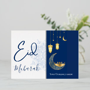 Eid Mubarak /Firmenname in Blau Grüße  Folien Feiertagskarte