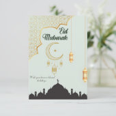 Eid Mubarak Flache Dankeskkarte Dankeskarte (Stehend Vorderseite)