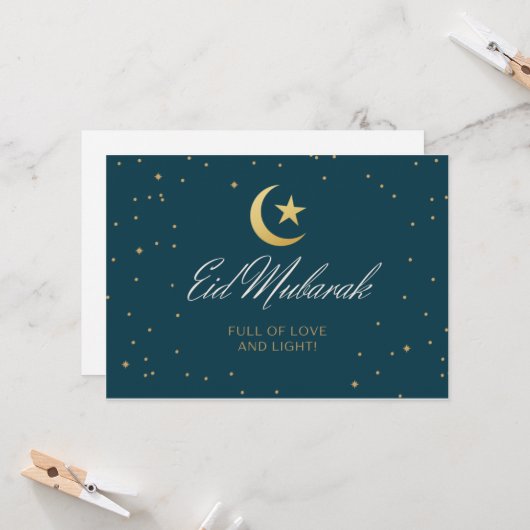 Eid Mubarak Flat Grußkarte Karte (Vorderseite/Rückseite Beispiel)