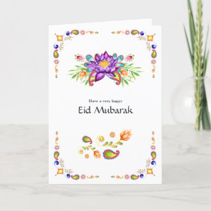 Eid Mubarak Floral Paisley Family Foto Gruß Feiertagskarte