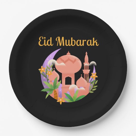 Eid Mubarak Floral Pappteller (Vorderseite)