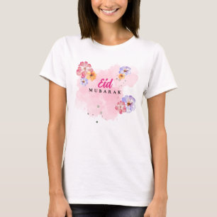 Eid Mubarak Floral T - Shirt. Watercolor Sommer T-Shirt