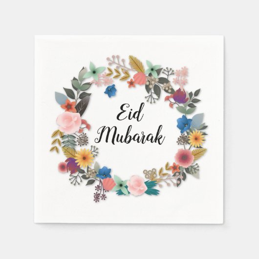 EID MUBARAK FLORAL WREATH NAPKINS SERVIETTE (Vorderseite)