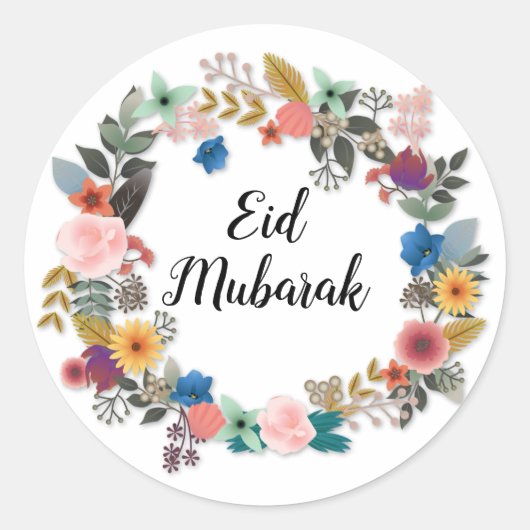 EID MUBARAK FLORAL WREATH STICKER (Vorderseite)