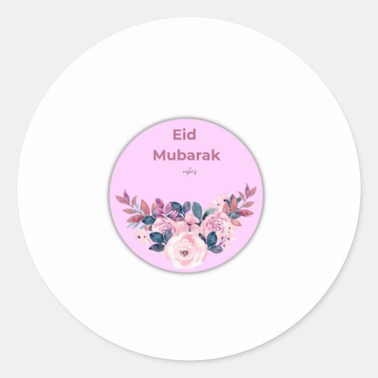 Eid Mubarak Floraler Rund Sticker (Vorderseite)