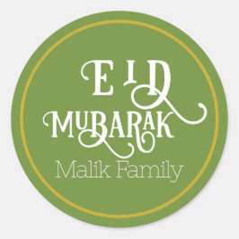 Eid Mubarak Forest Green Color Schlicht Personalis Runder Aufkleber
