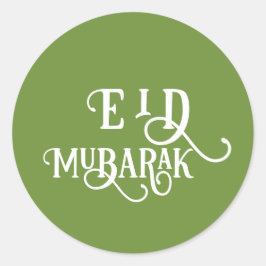 Eid Mubarak Forest Green Color Schlicht Runder Aufkleber