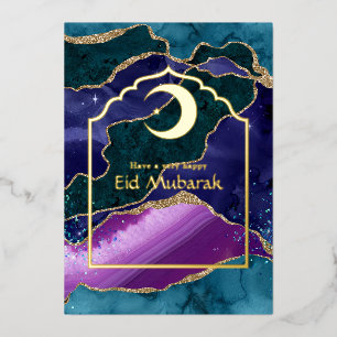 Eid Mubarak Galaxy und Gold Achat Folien Feiertag Feiertagskarte