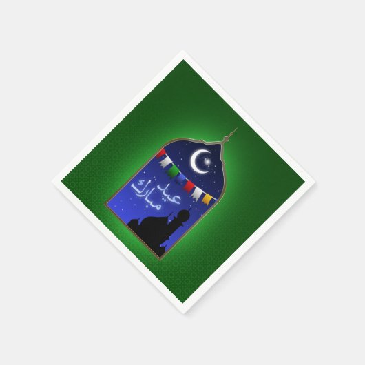Eid Mubarak Garland Moon Serviette (Ecke)