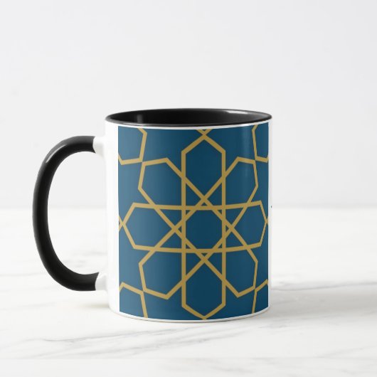 Eid Mubarak Geometric Design Blue Tasse (Links)