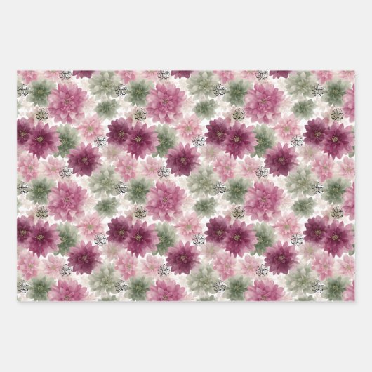 Eid Mubarak Gift Wrap Set – 3 Floral Designs Geschenkpapier Set (Vorderseite)