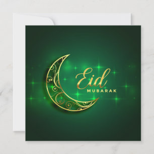 Eid Mubarak Gold Crescent Sparkle Green  Feiertagskarte