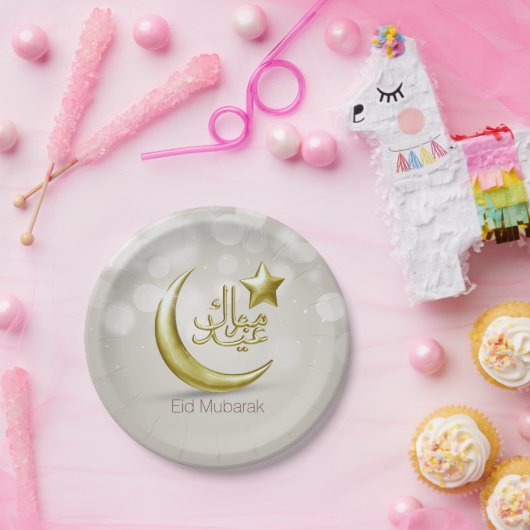 Eid Mubarak Gold Moon Star - Papierplatte Pappteller (Party)