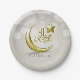 Eid Mubarak Gold Moon Star - Papierplatte Pappteller