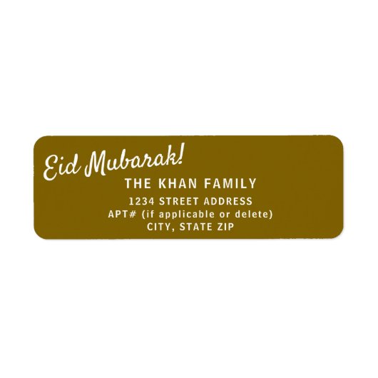 Eid Mubarak Gold Rücksendeadresse Aufkleber (Vorne)