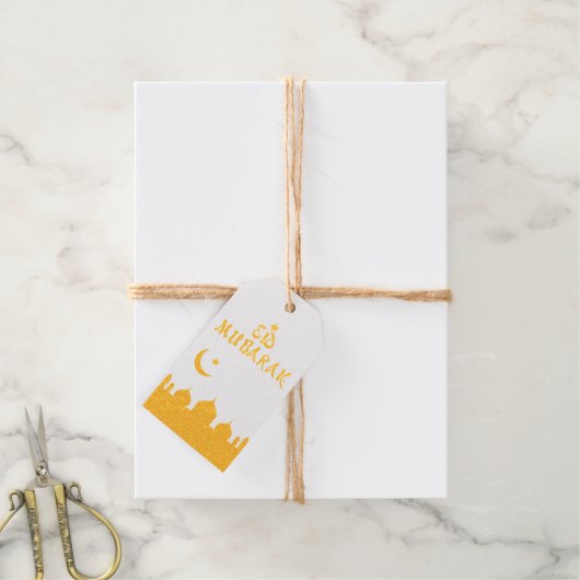 Eid Mubarak Gold Silhouette Moschee Star Geschenkanhänger (Mit Schnur)