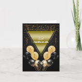 Eid Mubarak Gold und Black Confetti und Balloons Karte (Vorderseite)