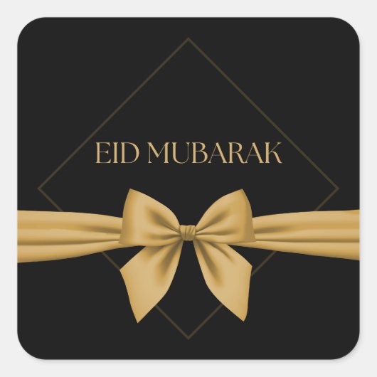 Eid Mubarak Goldband Quadratischer Aufkleber (Vorderseite)