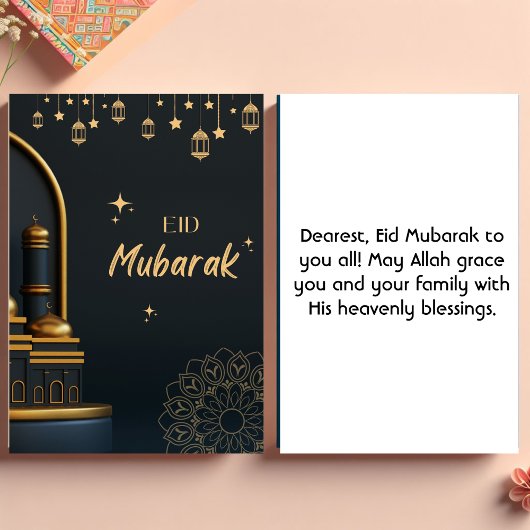 Eid Mubarak Golden Black Card Dankeskarte