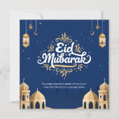 Eid Mubarak Golden & Blau  Karte (Vorderseite)