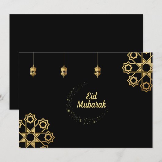 Eid Mubarak Golden Customizing Einladung (Vorne/Hinten)