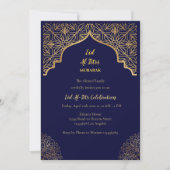 Eid Mubarak Golden Mandala Navy Blue Holiday Einladung (Vorderseite)