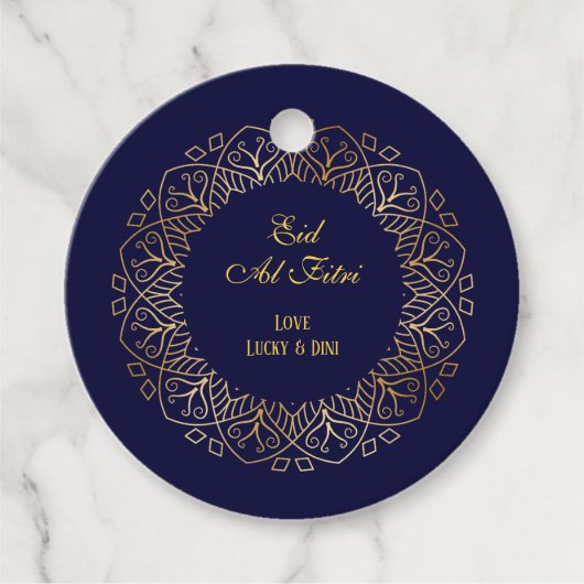 Eid Mubarak Golden Mandala Navy Blue Holiday Geschenkanhänger (Vorderseite)