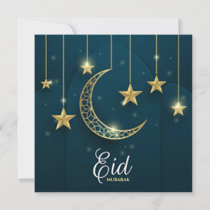 Eid Mubarak Golden Mond und Sterne Feiertagskarte