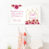Eid Mubarak Golden Moschee Rose Blossom Lila Banner (Insitu)