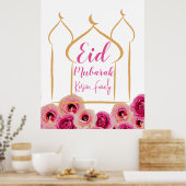 Eid Mubarak Golden Moschee Rose Blossom Lila Poster (Küche)