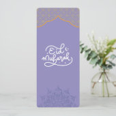 Eid Mubarak Golden und violettes Mandala Karte (Stehend Vorderseite)