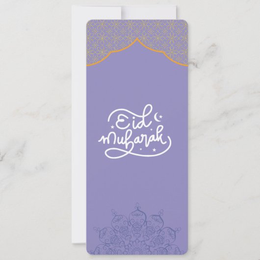 Eid Mubarak Golden und violettes Mandala Karte (Vorderseite)