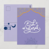 Eid Mubarak Golden und violettes Mandala Postkarte (Vorne/Hinten)