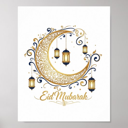 Eid Mubarak Goldener Halbmond Poster (Vorne)