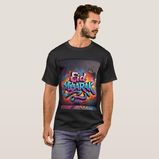 Eid Mubarak Graffiti Kunst, Dichtung und Musik T-Shirt (Vorne ganz)