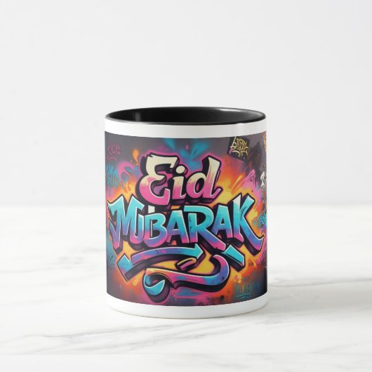 Eid Mubarak Graffiti Kunst, Dichtung und Musik Tasse (Zentrum)