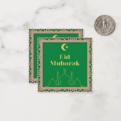 Eid Mubarak Green Background mit 3D-Effekt-Frame Mitteilungskarte (Vorderseite/Rückseite Beispiel)