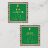 Eid Mubarak Green Background mit 3D-Effekt-Frame Mitteilungskarte (Vorne/Hinten)