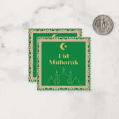 Eid Mubarak Green Background mit braunem Rahmen Mitteilungskarte (Vorderseite/Rückseite Beispiel)