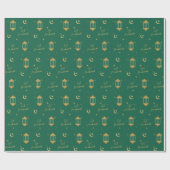 Eid Mubarak Green + Gold Elegante Lanterns + Mond Geschenkpapier (Flach)
