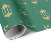 Eid Mubarak Green + Gold Elegante Lanterns + Mond Geschenkpapier (Rolleneckpunkt)
