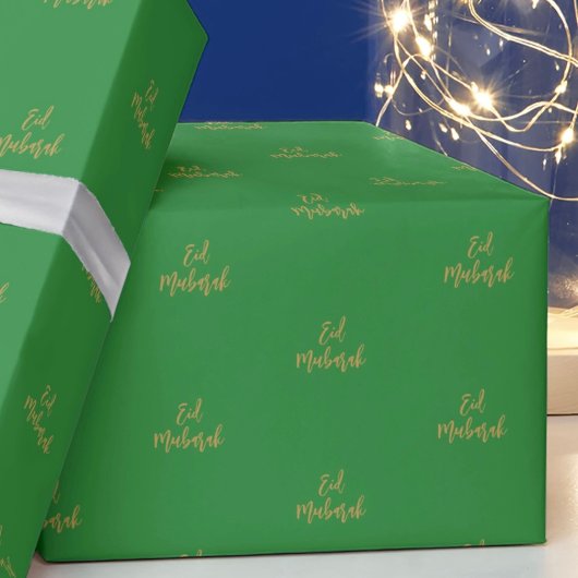 Eid Mubarak Green Gold Geschenkpapier