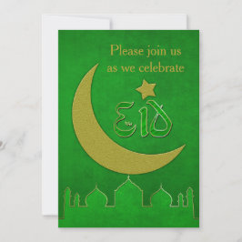 Eid Mubarak Green Gold Moschee - Einladungskarte Einladung