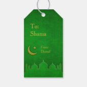 Eid Mubarak Green Gold Moschee Geschenkanhänger (Rückseite)
