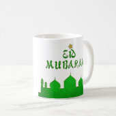 Eid Mubarak Green Gold Moschee Kaffeetasse (VorderseiteRechts)