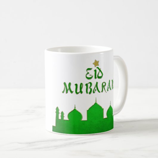 Eid Mubarak Green Gold Moschee Kaffeetasse (VorderseiteRechts)