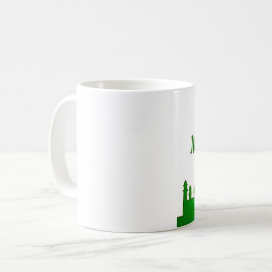 Eid Mubarak Green Gold Moschee Kaffeetasse (Vorderseite Links)