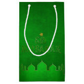 Eid Mubarak Green Gold Moschee Kleine Geschenktüte (Rückseite)